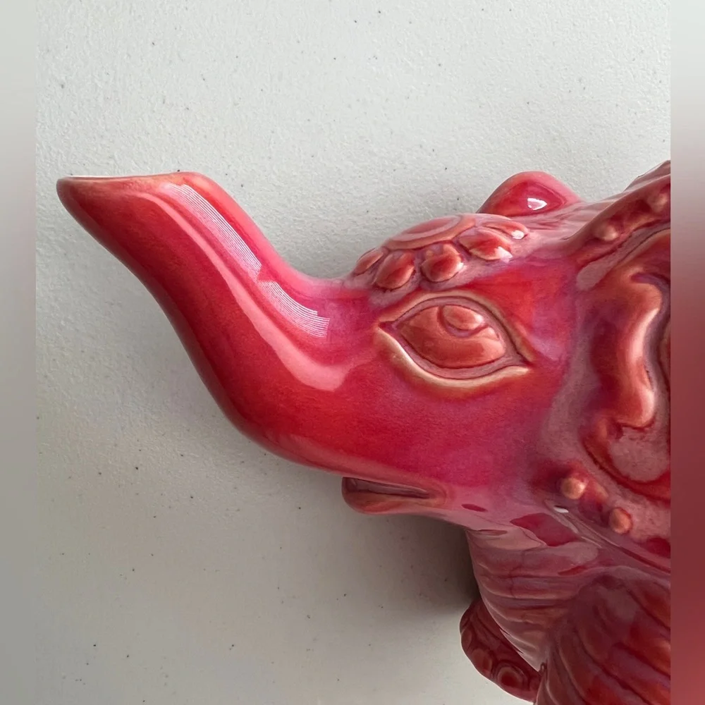 🐘🫖CALYPSO ST. BARTH Pink🩷Magenta Ceramic Elephant Tea Pot🍵 NWT